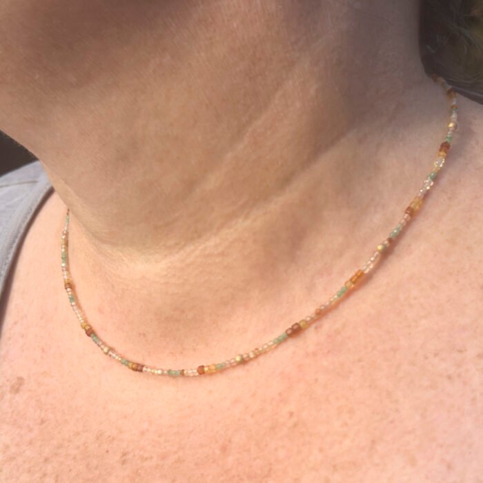 Mixed Gemstone Gold Vermeil Necklace, shown worn by model