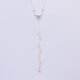 Sterling Silver and Cubic Zirconia Lariat Necklace, image shows how the stones will set when the necklace is worn, close-up of cubic zirconia focal point and embellished chain with plain white background
