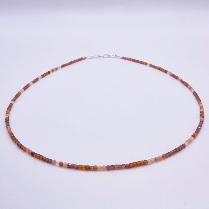 Garnet and Carnelian Gemstone Necklace, shown on plain white background
